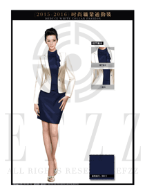 OL時尚藏藍色女秋冬職業裝套裙設計圖1287