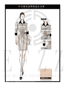 時尚卡其色OL女職業裝制服設計圖581