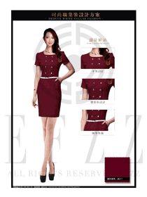 OL時(shí)尚棗紅色女職業(yè)裝夏裝制服設(shè)計(jì)圖636