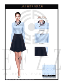 時尚藍(lán)色女職業(yè)裝長袖襯衫設(shè)計圖294
