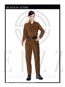 棕色女款長袖工程服制服設計圖095