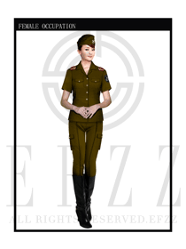 時(shí)尚深咖啡色女款保安服短袖制服設(shè)計(jì)圖281