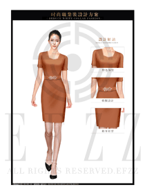 OL時尚橙色女職業(yè)裝夏裝制服設(shè)計圖657
