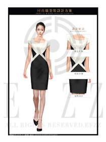 OL時尚黑色女職業裝夏裝制服設計圖667