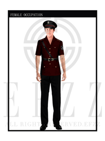 時尚暗紅色男款保安服短袖制服設計圖301
