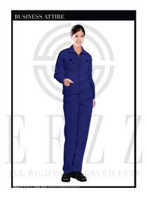 藍色春秋女款工程服服裝設計圖1028