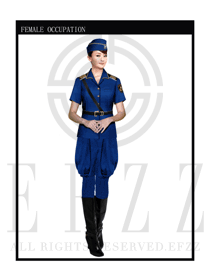 時(shí)尚藍(lán)色女款保安服短袖制服設(shè)計(jì)圖311