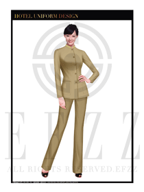 卡其色女款酒店客房服務(wù)員制服設(shè)計圖561