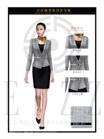 時尚淺灰色女款職業套裝制服設計圖1358