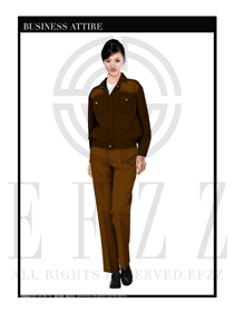 棕色女款春秋工程服服裝設計圖1044