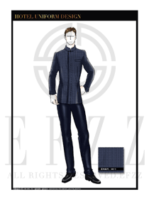 時尚藏藍色男款酒店客房服務(wù)員制服設(shè)計圖574
