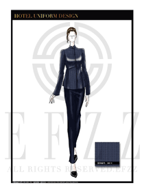 時尚藏藍(lán)色女款酒店客房服務(wù)員制服設(shè)計圖576