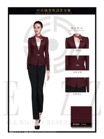 棗紅色OL女職業(yè)套裝款式設(shè)計(jì)圖1395