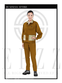 棕色女款長袖春秋工程服制服設計圖1159