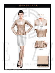 卡其色韓版修身款女秋冬職業(yè)裝制服設(shè)計(jì)圖1422