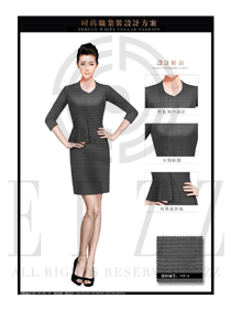 時尚灰色女秋冬職業裝制服款式設計圖1425