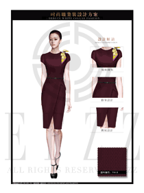 OL時尚紅色女職業(yè)裝夏裝制服設計圖686