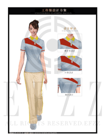銀白色女款工程服短袖制服設計圖095
