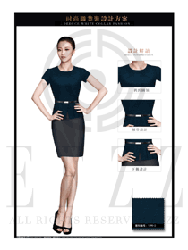 新款墨綠色韓版女職業裝短裙款夏裝制服設計圖710