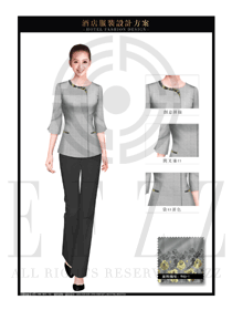時尚灰色短袖女款客房服務(wù)員制服設(shè)計圖620