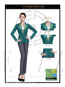 新款墨綠色長袖女款酒店大堂經理服裝款式圖1115