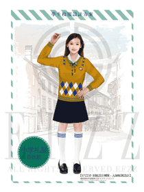 橙色女款學生服校服款式設(shè)計圖005