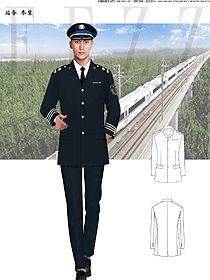 黑色長袖男款高鐵站務員服裝款式圖166