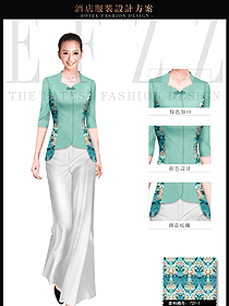 青綠色女款SPA水療會所咨客制服設計圖426