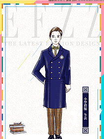原創設計深藍色冬款小學生禮服校服制服款式圖036