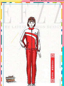 原創設計紅色條紋運動服女款學生服校服款式圖039