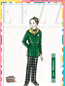 時尚深綠色女款運動裝學生服校服款式設計圖041