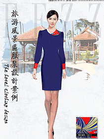 新款藍(lán)色連衣裙款西餐服務(wù)員制服設(shè)計(jì)圖1288