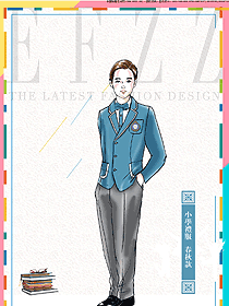 時尚淺藍色男款學生服校服款式設(shè)計圖058