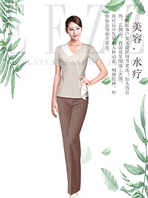 時尚淺灰色女款按摩技師服款式設計圖1437