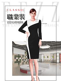 原創制服設計黑色連衣裙款女職業裝夏裝款式圖756