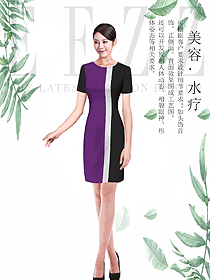 原創(chuàng)制服設(shè)計紫色短袖女款按摩技師服裝款式圖1466