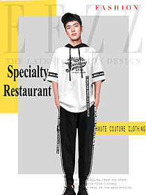 時尚白色短袖男款快餐廳服裝款式設計圖294
