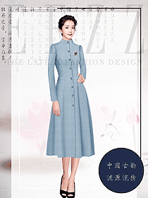 時尚淺藍色女職業(yè)裝大衣制服設(shè)計圖231