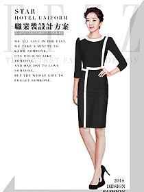 原創(chuàng)制服設(shè)計(jì)黑色連衣裙款女職業(yè)裝夏裝款式圖779