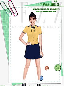 淺黃色短袖女款學生服校服款式設計圖108