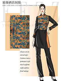 時尚女款中餐服務員服裝款式圖2033