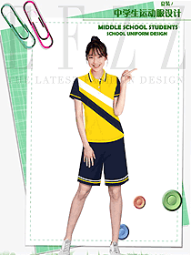 新款淺黃色短袖女款學生服校服款式設計圖124
