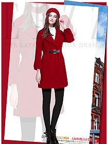 時尚紅色女職業裝大衣服裝款式效果圖260
