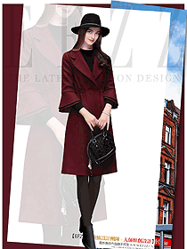 新款棗紅色女職業(yè)裝大衣制服設(shè)計(jì)圖262
