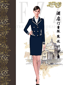 新款長(zhǎng)袖女款星級(jí)酒店門童制服設(shè)計(jì)圖1275
