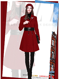 時尚紅色女職業裝大衣服裝款式效果圖282