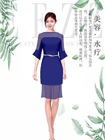 藍色女款水療會所咨客服裝款式圖475