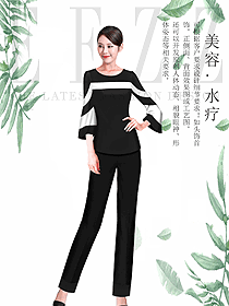 原創設計黑色女款美容會所服裝款式圖755