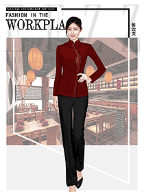 原創制服設計中餐服務員服裝款式圖2115
