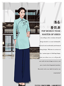 長袖女款中餐服務員制服款式圖2133